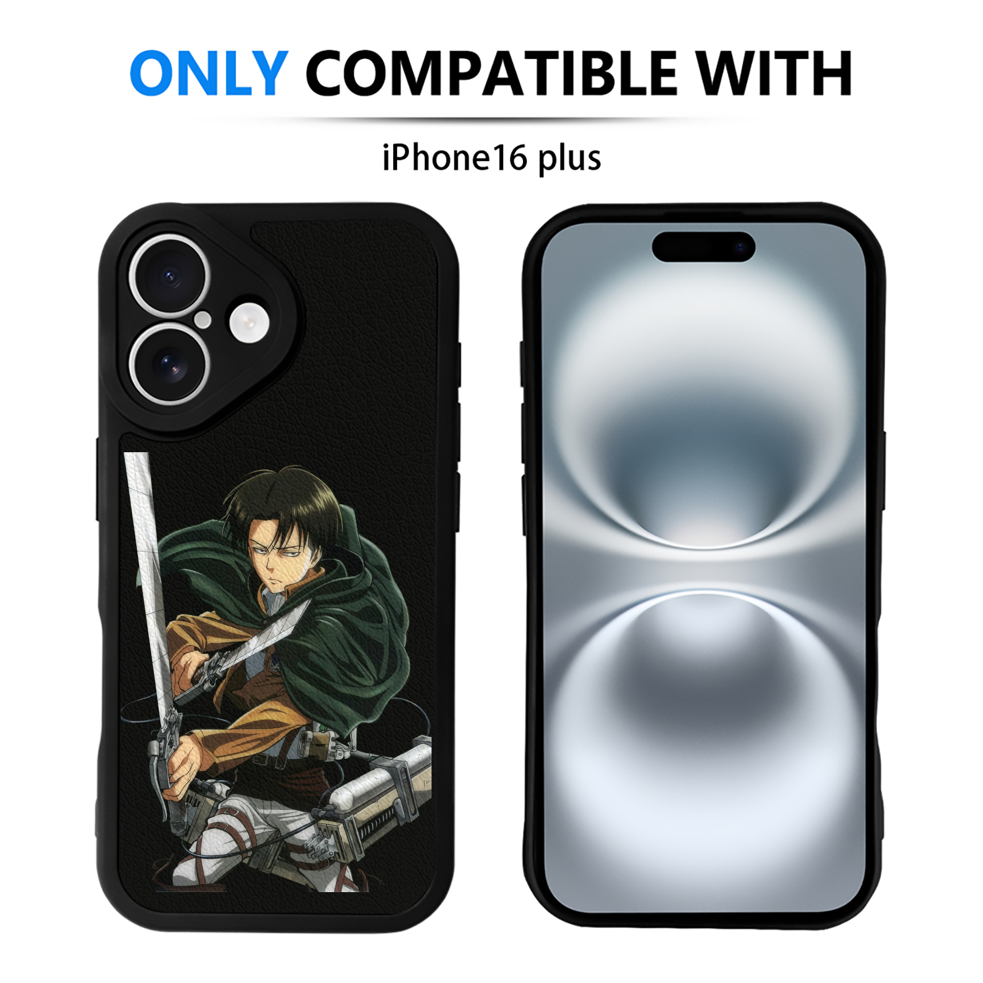 （画像用） 進撃の巨人 リヴァイ·アッカーマン Attack on Titan Levi Ackerman 【iPhone 16シリーズ対応】シリコンスマホケース（レザー調） 材質：シリコン